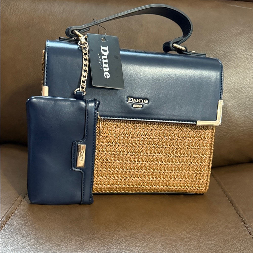 Dune London Navy and Tan Satchel Set